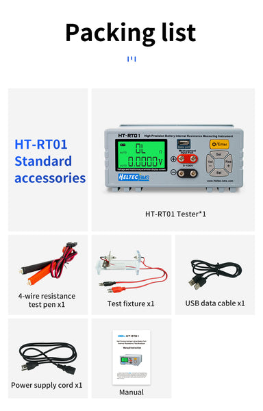 HeltecBMS High Precision Lithium Battery Pack Internal Resistance Tester Instrument /Voltage Tester for 18650/lifepo4 battery