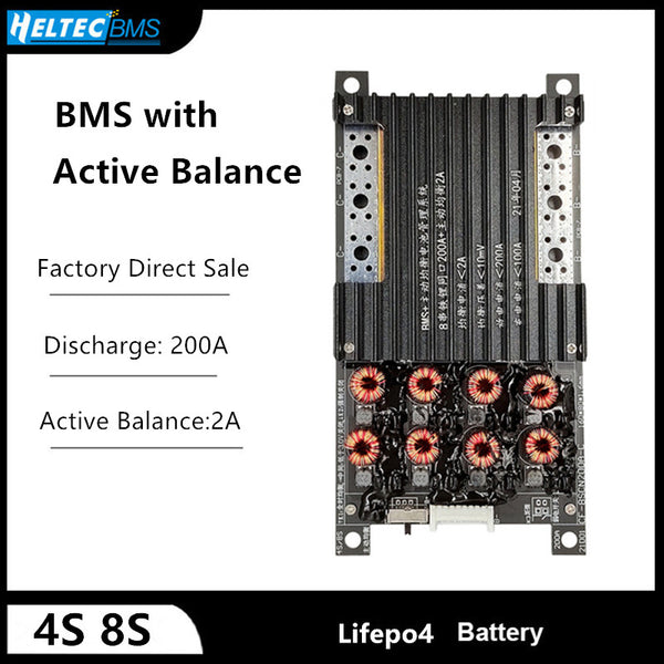 Lifepo4 BMS 4S 8S 200A with Active Equalizer Balancer 2A Lifepo4 battery protetcion board Integrated 2 in 1