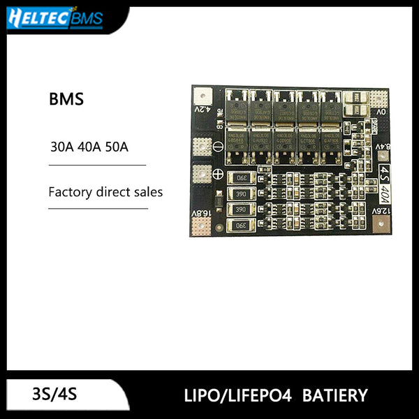 12V 3S 4S 30A 40A 50A BMS lipo/Lifepo4 battery protection board  For motor products 300-400W, LED lamp lighting around 350W