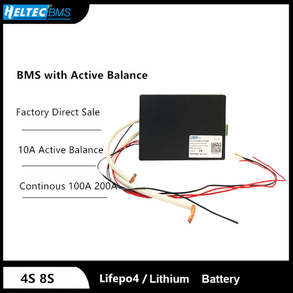 Heltec 4S 8S 100A 200A BMS with 10A Acive Balancer board for li-ion/Lifepo4 battery 12V 24V bms battery pack