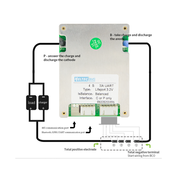 Heltec Smart BMS 3S 4S 12V 20A 30A 35A Li ion Lifepo4 4S with Balance Bluetooth PC UART RS485 Adjustable Parameters