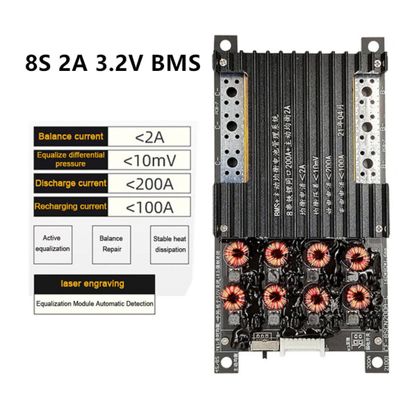 Lifepo4 BMS 4S 8S 200A with Active Equalizer Balancer 2A Lifepo4 battery protetcion board Integrated 2 in 1